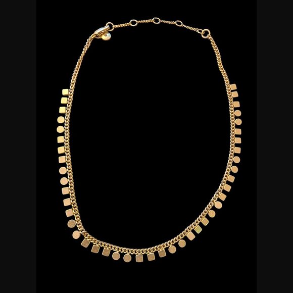 Madewell Gold Tone Geometric Collar 17" Long Choker Necklace - Picture 9 of 9